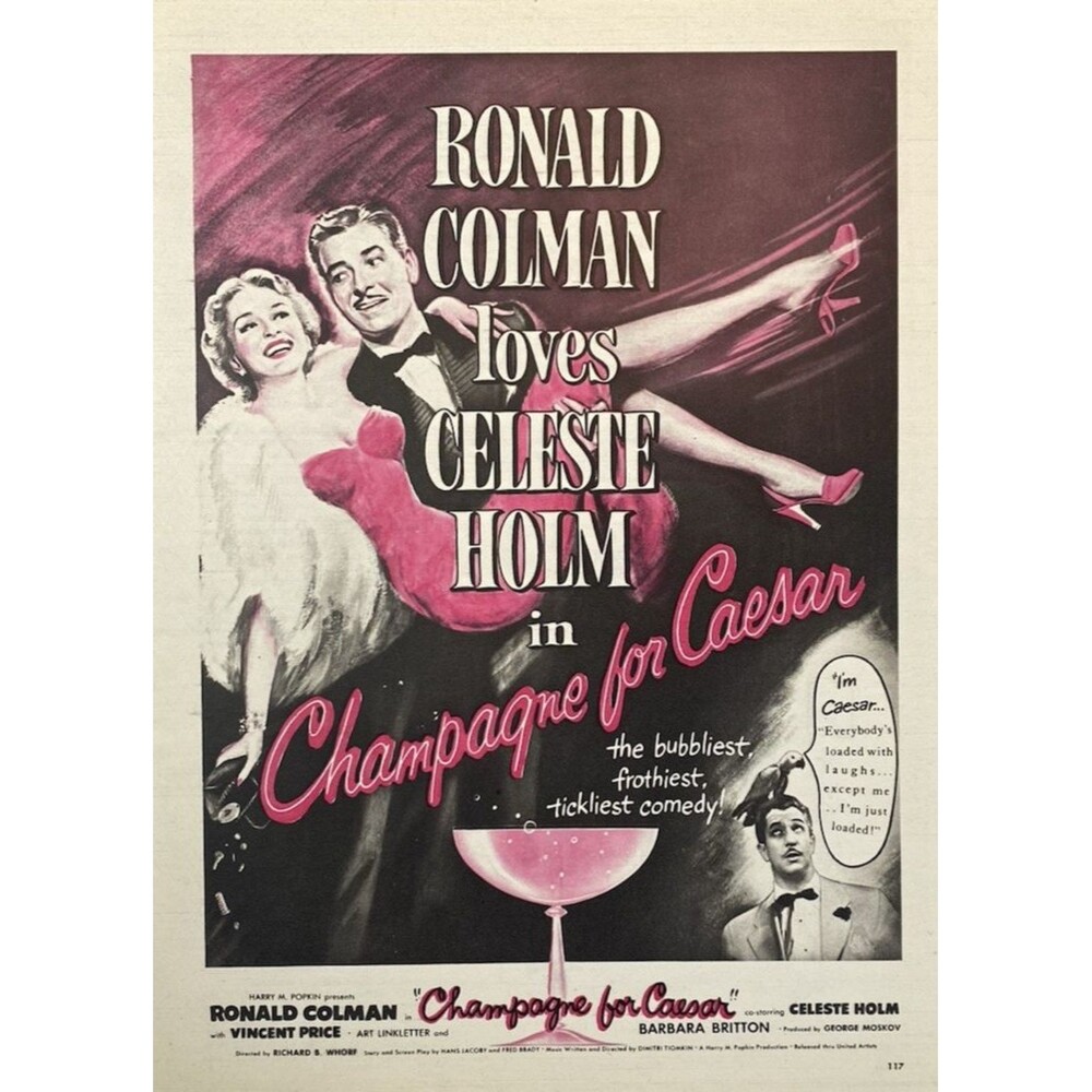 United Artists "Champagne for Caesar" Ronald Coleman & Celeste Holm Ad 1950